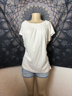 white lightweight plain summer blouse / top Size 28W thumbnail 5