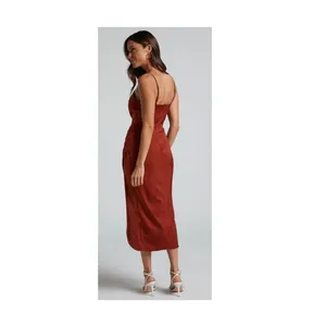 ShowPo Dazzling Lights Midi Dress Size 10 Satin Copper Rust thumbnail 15