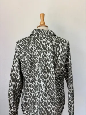 Green & White Denim Button Down Jacket thumbnail 7