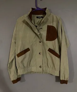 Mine Corduroy Patched Windbreaker Bomber Jacket Size Medium Green thumbnail 1