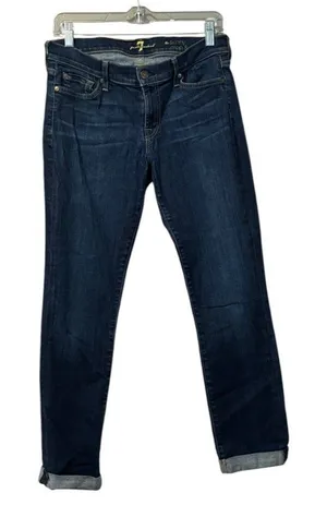 7 For All Mankind‎ Jeans Women’s 29 Blue The Skinny Crop Roll Stretch Preppy thumbnail 1