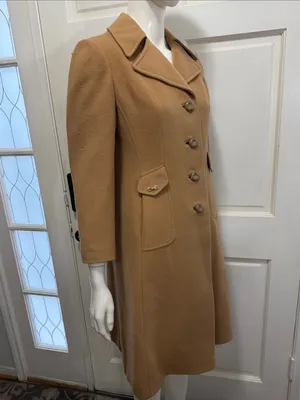 Vintage 1970s 100% Cashmere Metallic Dome Buttons Tailored A-Line Coat thumbnail 8