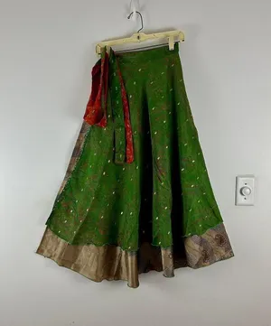 Reversible Maxi Wrap Skirt BINW312 Green thumbnail 1