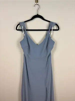 Birdy Grey Doris Dress Chiffon Dusty Blue Women’s Size Large Bridesmaid Maxi thumbnail 4