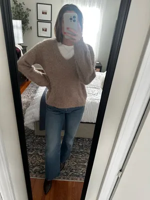 Philosophy Taupe fuzzy v neck sweater thumbnail 4