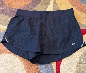 Nike Dri Fit Geometric Print Running Shorts Drawstring Black Women’s Size Medium thumbnail 1