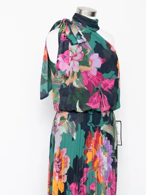 XSCAPE - Gia Floral Print Pleated Chiffon Halter Maxi Dress thumbnail 9