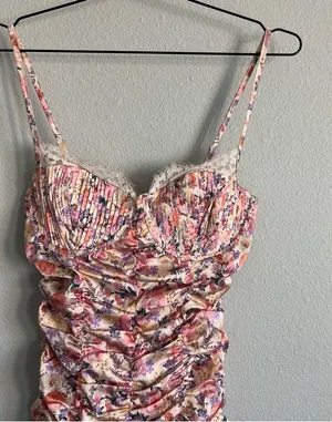 For Love And Lemons Multi-Color Floral Gardenia Mini Dress. Size Medium thumbnail 6
