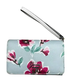 GUESS Kamryn Floral Saffiano Faux Leather Wristlet Wallet - Light Blue/Pink thumbnail 1