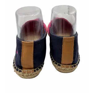 Tory Burch Colorblock Pink Navy Canvas Espadrille Flats Jute Double T Logo Sz 9 thumbnail 4