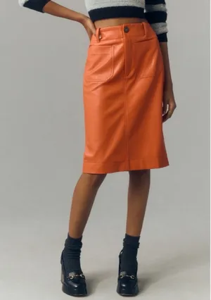 Anthropologie Maeve The Colette Faux Leather Skirt XS thumbnail 1