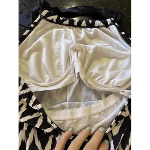 Dreamsuit Swimsuit Tankini Top‎ Sz 12 Black White Halter Underwire Supportive thumbnail 3