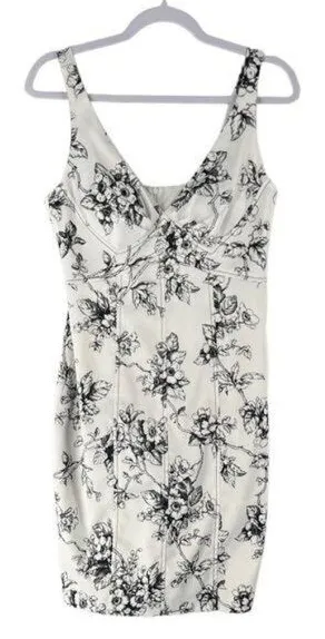 David Meister‎ Satin Floral Print V-Neck Dress thumbnail 1