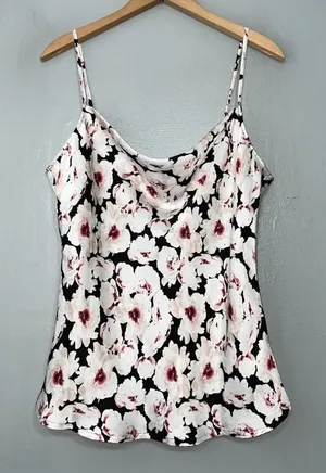 Express Satin Cami Size Large Floral Silky Tank Y2K Coquette Romantic Feminine thumbnail 1