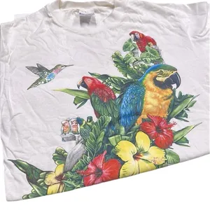 Hanes Wild Adventures Blue and Red Bird Print Shirt size medium Valdosta Georgia thumbnail 1