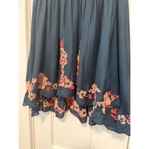 Free People Intimately Navy Blue Floral Embroidered Lace Up Mini Dress Small thumbnail 8