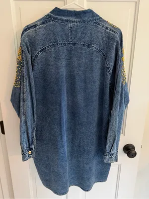 Vintage L.A. Blues Jeweled‎ Studded Denim Tunic Shirt Jacket Size 14-16 thumbnail 13