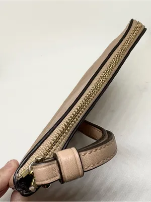Coach Cream Wallet Wristlet With Horse And Carriage Logo In Gold Color thumbnail 4