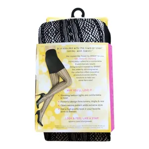 SPANX Star Power Center Stage Double Diamond Stripe Shaping Tights Black Size C thumbnail 7