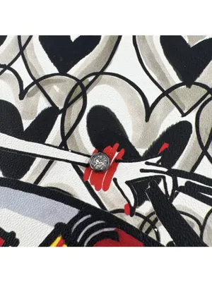 Brighton Wristlet Clutch Pouch Hearts 8.5x5 Black White Jeweled Boho Cottage thumbnail 2