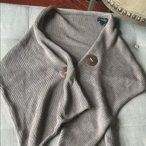 Overland Knit 100% Cotton Button Shall One Size Brown thumbnail 3