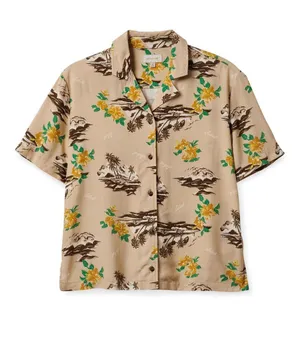 Brixton Bunker Paradise Island Print Camp Shirt Medium thumbnail 1