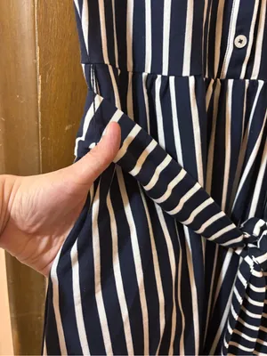 Boden Honor Short Sleeve Shirt Dress in Navy and White Stripe thumbnail 9