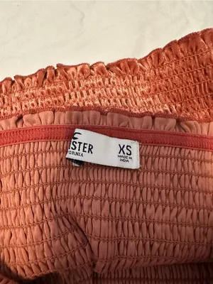Hollister Smocked Tube Top in Orange in XS thumbnail 3