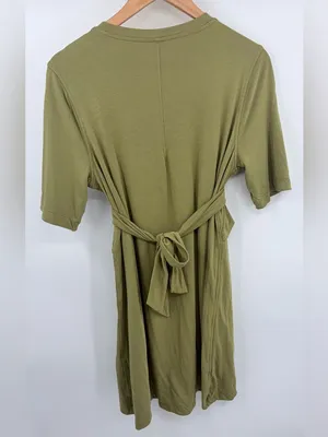 Lululemon cotton wrap front t-shirt dress bronze green women’s 10 Athleisure thumbnail 6