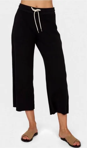 Mate the Label Organic Cotton Waffle Wide Leg Pants in Jet Black Size Large thumbnail 1