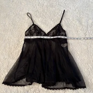 Womens Y2K Sheer Trim Floral Black Whimsigoth Babydoll Coquette M Made in USA thumbnail 3