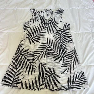 Pacific Beach Womens Small White Blue Tropical Sleeveless Cover Up‎ Dress Tie thumbnail 8