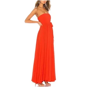 Michael Costello x REVOLVE Strapless Maxi Dress Orange Red Pleated Gown Small thumbnail 2