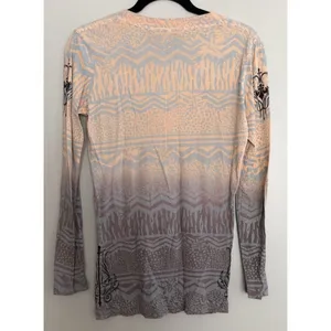 Affliction Nicolette L/S Rhinestone Cross & Wings T-Shirt Women's Size‎ Small thumbnail 2