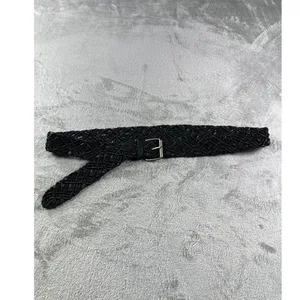 Western Boho Black Braided Leather Belt Waist Cincher Adjustable 50” Large XL thumbnail 3