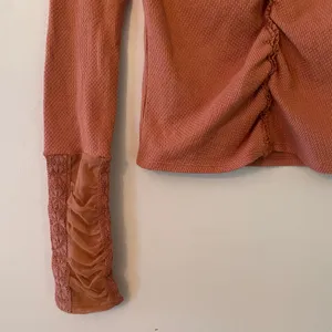 Free People Dusty Pink Romantic Lace V-neck Long Sleeve Top Rouched Women Small thumbnail 5