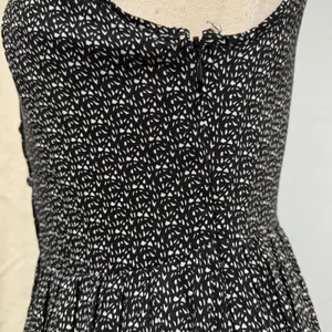 Ladakh Black White Geometric Print Fit Flare Zip Dress Women Size 4‎ Cutout thumbnail 8