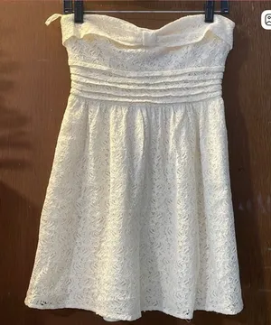 Macy's White Strapless Lace Dress thumbnail 1