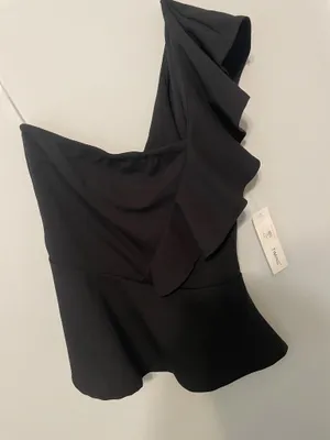 Timing one shoulder ruffle top thumbnail 1