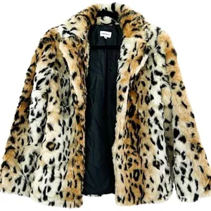 SUPERDOWN Faux Fur Animal Print Open Oversized Coat Sz XS thumbnail 1