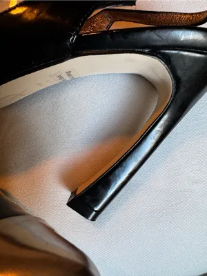 Adrianna Papell Black Leather Slingback Heels with Silver Pointed Cap thumbnail 4
