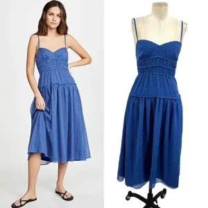 La Maison Talulah Sorrento Midi‎ Dress Azure Blue Polka Dot Size Small thumbnail 2