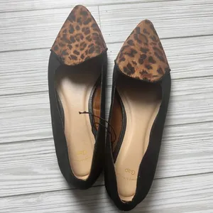 Gap Women’s Black and Animal Print Pointed Toe D’Orsay Ballet Flats Sz 7 thumbnail 8