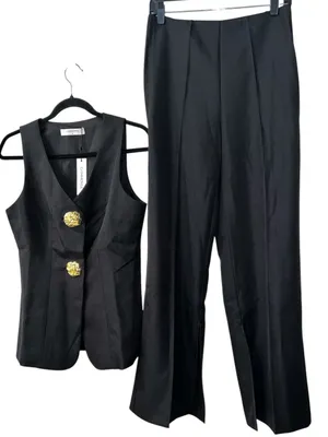 Commense Button Split Sleeveless Pants Set | Black | Size Medium | Sold Out NWT thumbnail 2