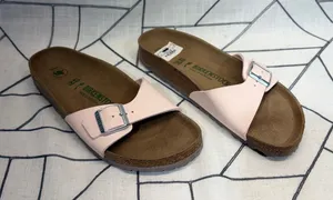 Birkenstock Madrid Sandals 40 Light Pink Vegan Single Strap Slide Shoes thumbnail 1