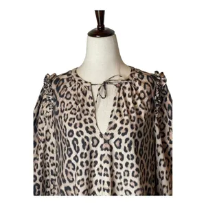 Generation Love Rumi Dress Women XS Brown‎ Leopard Babydoll Balloon Sleeve Mini thumbnail 5