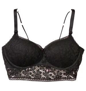 Victoria's Secret Pink Lightly Lined Lace‎ Bralette Black Size Large NEW thumbnail 1