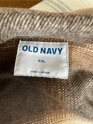 Old Navy Oversized Plaid Faux Wool Shacket Jacket Brown Cream XXL thumbnail 2