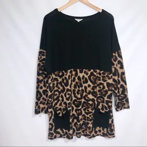 New‎ Amaryllis Brown ColorBlock Leopard Tunic w/ Pockets Medium Casual Flowy thumbnail 2