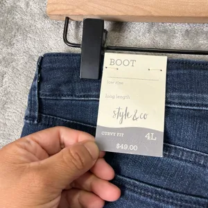 Style & Co Curvy Straight‎ Leg Jeans Low Rise 4L New Blue Cowboy Rodeo thumbnail 7